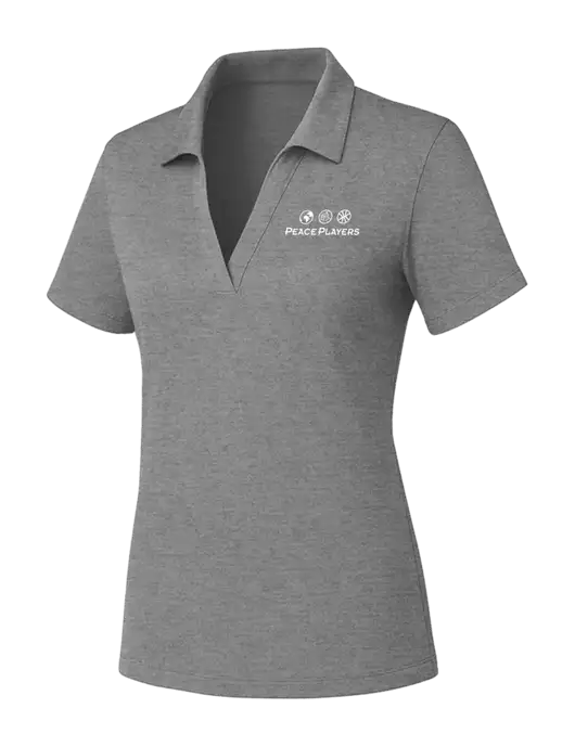 Womens Medium Grey Heather PosiCharge RacerMesh Polo w/Peace Players Logo