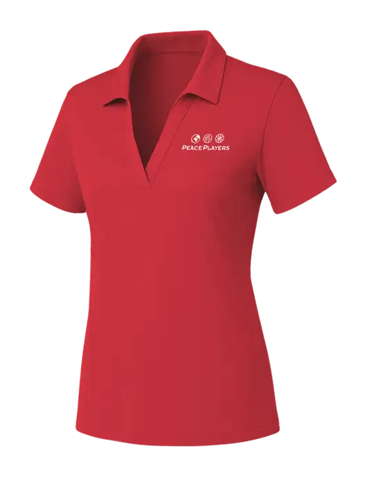 Womens Red PosiCharge RacerMesh Polo w/Peace Players Logo