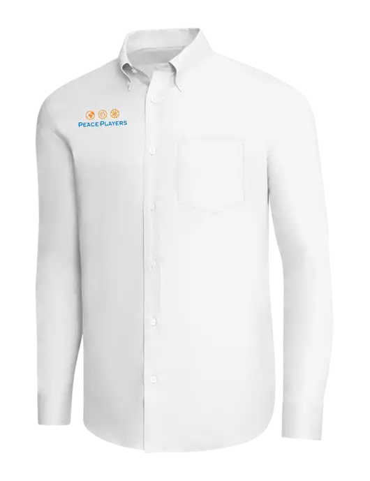 Brooks Brothers White Wrinkle-Free Stretch Pinpoint Shirt w/Peace Players Logo