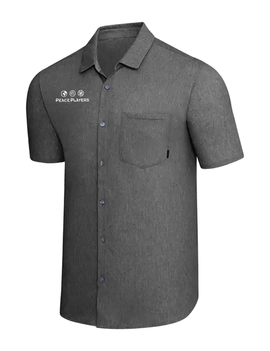 OGIO Dark Grey Heather Extend Short Sleeve Button Up Shirt w/Peace Players Logo