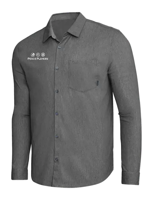 OGIO Dark Grey Heather Extend Long Sleeve Button Up Shirt w/Peace Players Logo