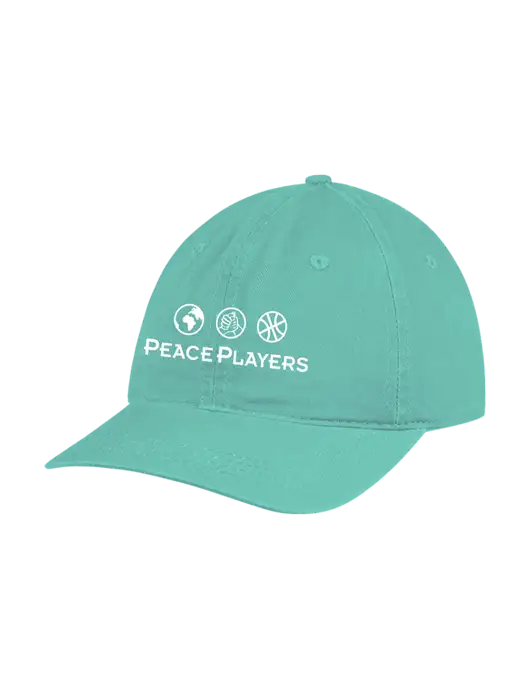 Garment Washed Unstructured Twill Very Light Teal Cap w/Peace Players Logo