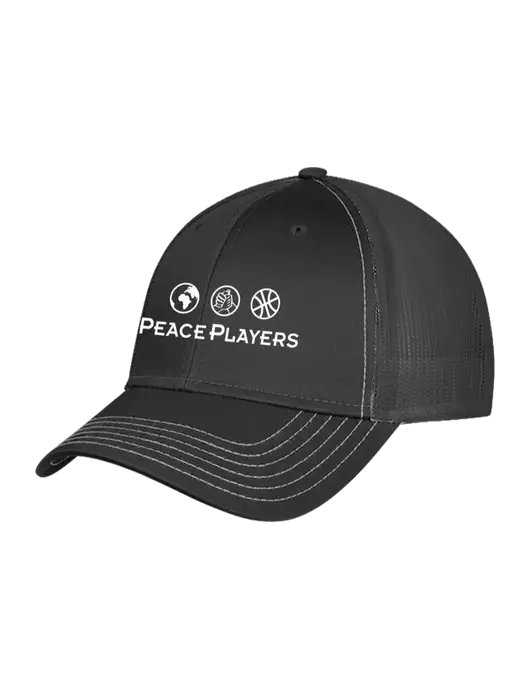 Charcoal Grey Mesh Trucker Cap Snap Back w/Peace Players Logo