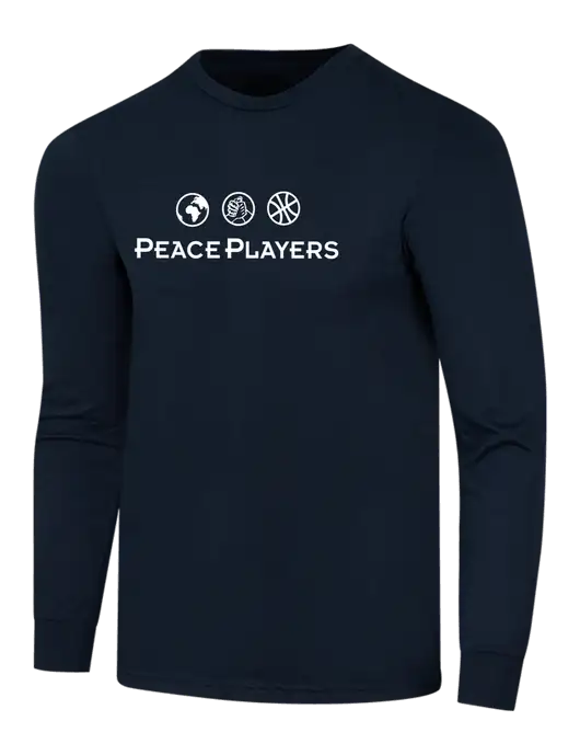Simply Soft Long Sleeve Navy 4.5 oz, Poly/Combed Ring Spun Cotton T-Shirt w/Peace Players Logo
