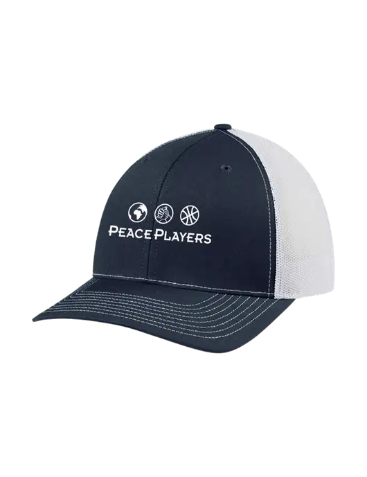 Richardson Adjustable Snapback Original 112 Trucker Cap Navy w/White Mesh w/Peace Players Logo