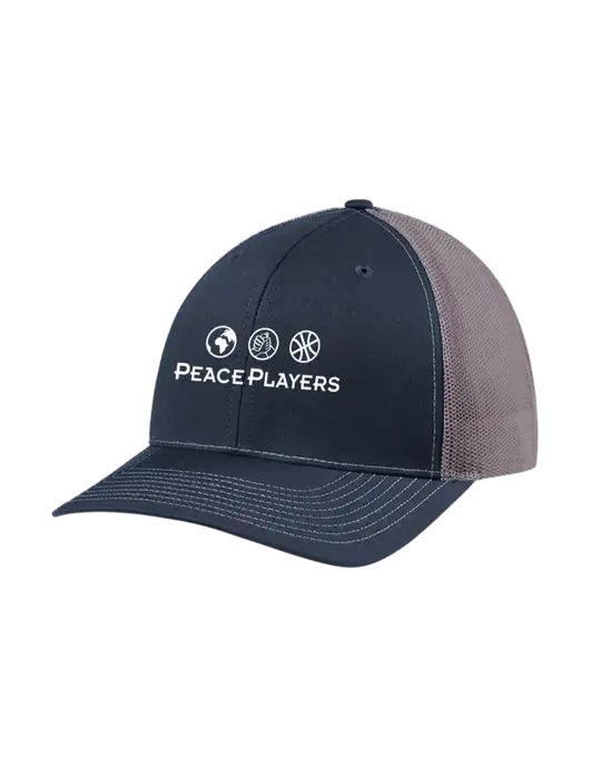Richardson Adjustable Snapback Original 112 Trucker Cap Navy w/Charcoal Mesh w/Peace Players Logo
