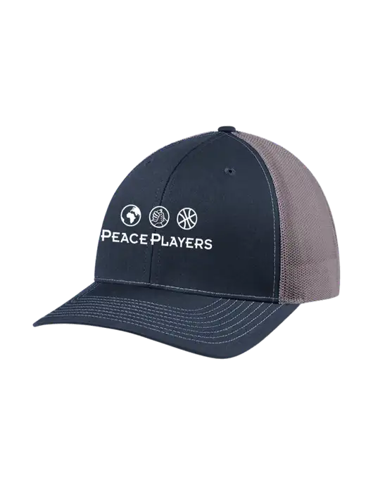 Richardson Adjustable Snapback Original 112 Trucker Cap Navy w/Charcoal Mesh w/Peace Players Logo