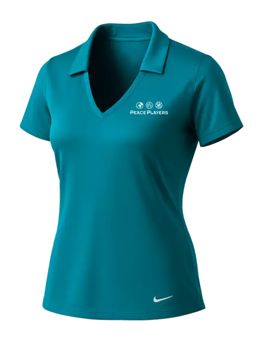 NIKE Dark Teal Womens Dri-Fit Vertical Mesh Polo w/Peace Players Logo