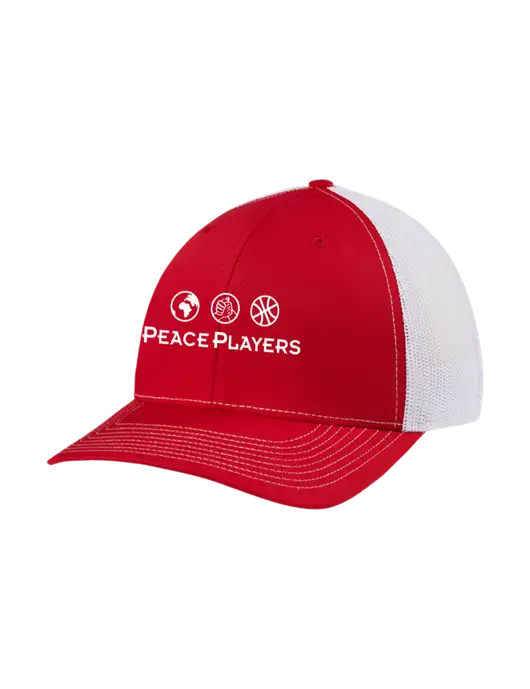 Richardson Adjustable Snapback Original 112 Trucker Cap Red w/White Mesh w/Peace Players Logo