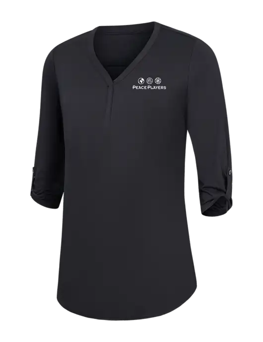 Womens Black City Stretch 3/4-Sleeve Tunic w/Peace Players Logo