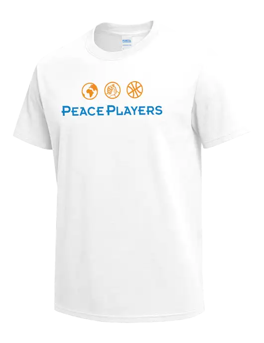 White Heavyweight 6.1 oz T-Shirt w/Peace Players Logo