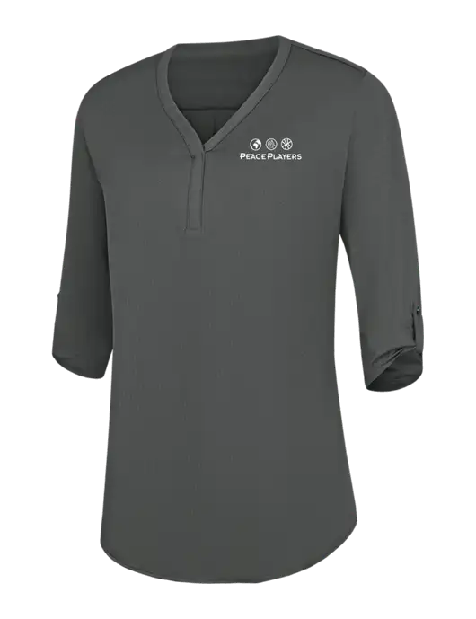 Womens Dark Grey City Stretch 3/4-Sleeve Tunic w/Peace Players Logo