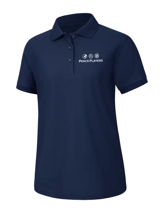 Womens Navy Silk Touch Polo w/Peace Players Logo