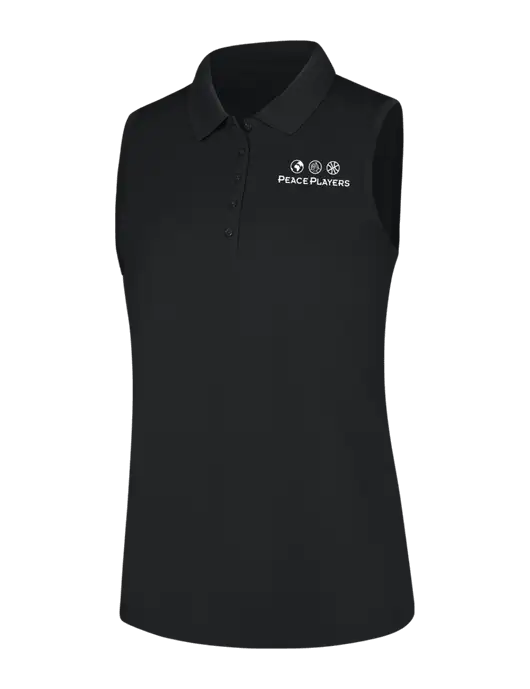 Womens Black Dry Zone UV Micro-Mesh Sleeveless Polo w/Peace Players Logo