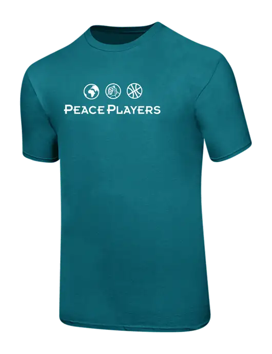 Ring Spun Teal 4.5 oz T-Shirt w/Peace Players Logo