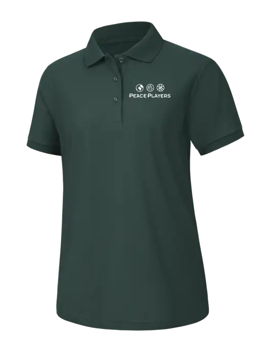 Womens Dark Green Silk Touch Polo w/Peace Players Logo