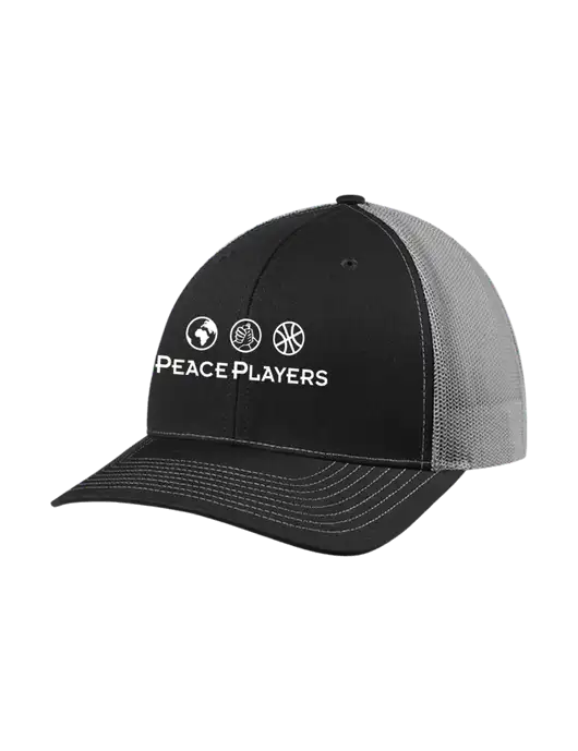Richardson Adjustable Snapback Original 112 Trucker Cap Black w/Charcoal Mesh w/Peace Players Logo