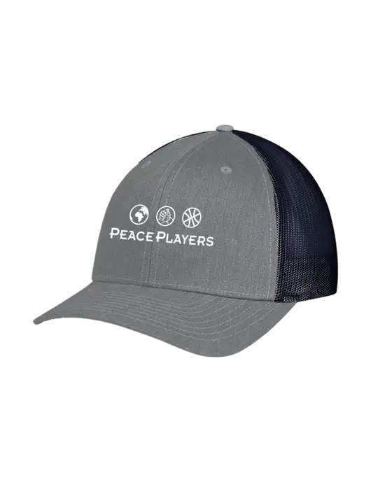 Richardson Adjustable Snapback Original 112 Trucker Cap Heather Grey w/Navy Mesh w/Peace Players Logo