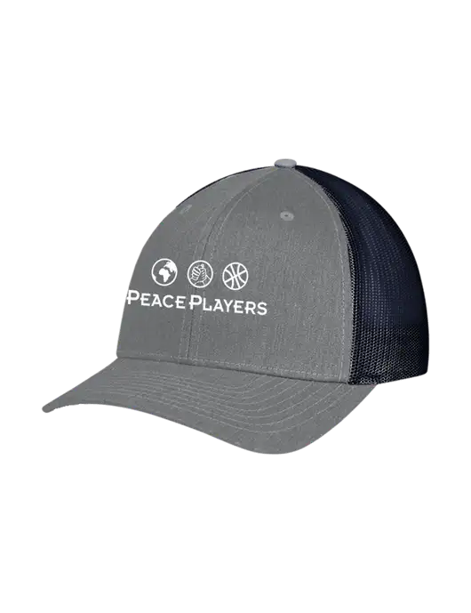 Richardson Adjustable Snapback Original 112 Trucker Cap Heather Grey w/Navy Mesh w/Peace Players Logo