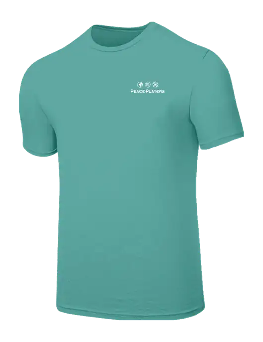 Seriously Soft Light Teal T-Shirt w/Peace Players Logo
