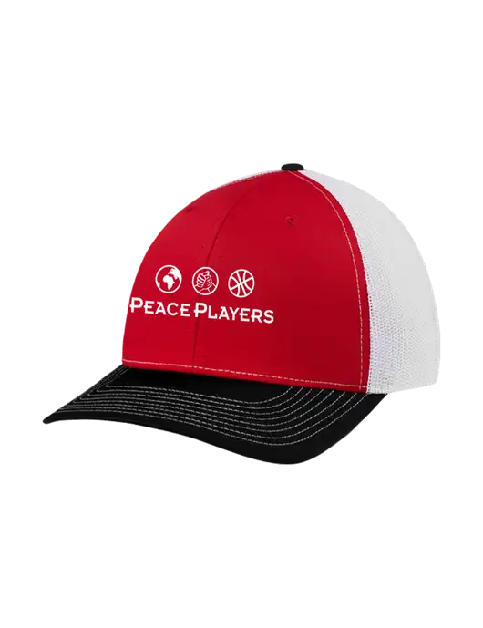 Richardson Adjustable Snapback Original 112 Trucker Cap Black/Red/White Mesh w/Peace Players Logo