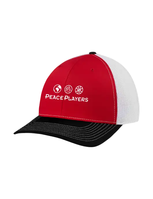 Richardson Adjustable Snapback Original 112 Trucker Cap Black/Red/White Mesh w/Peace Players Logo