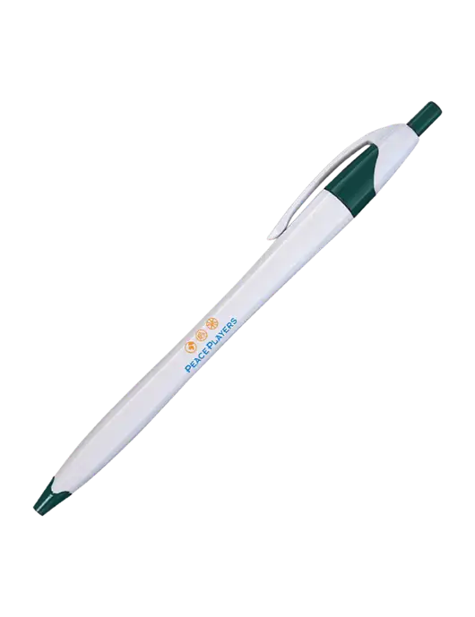 Novella White/Dark Green Classic Pen - Blue Ink w/Peace Players Logo
