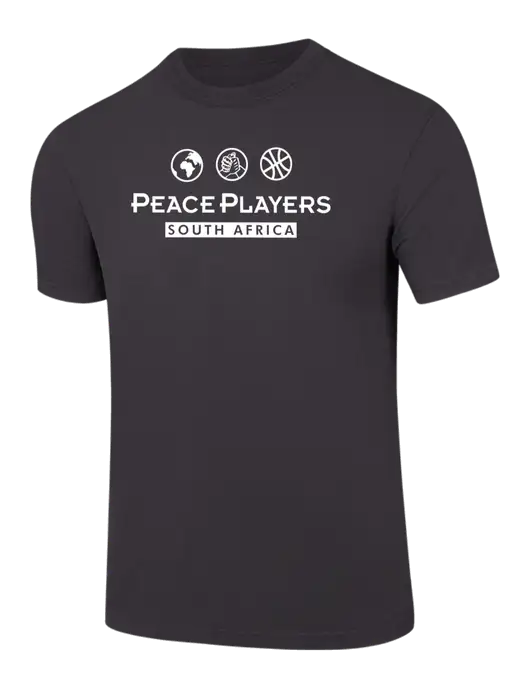 Comfort Colors 6.1 oz Dark Grey Heavyweight Ring Spun T-Shirt w/Peace Players S Africa Logo