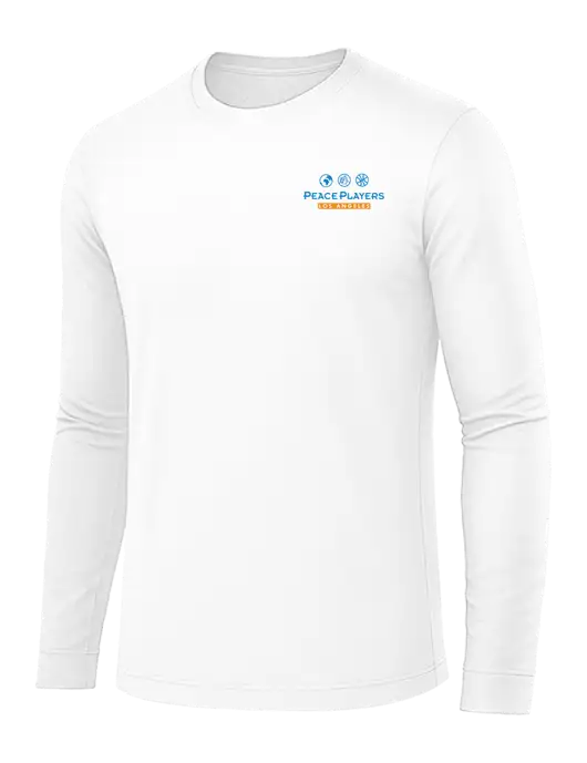 Long Sleeve White PosiCharge Competitor Tee w/Peace Players LA Logo