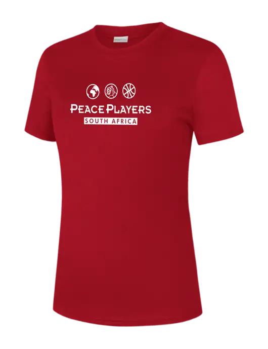  Womens Red PosiCharge Competitor Tee w/Peace Players S Africa Logo