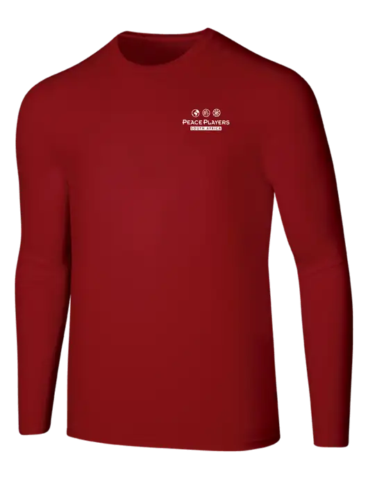 Seriously Soft Red Long Sleeve T-Shirt w/Peace Players S Africa Logo
