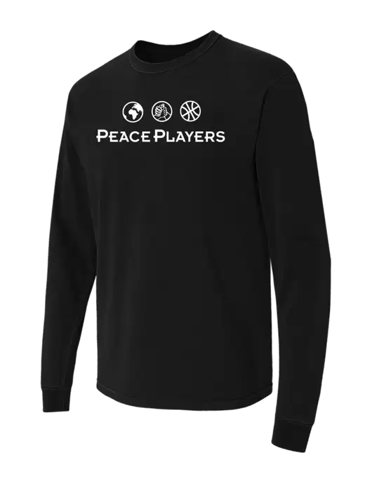 Comfort Colors Garment-Dyed Black Heavyweight Long Sleeve T-Shirt w/Peace Players Logo