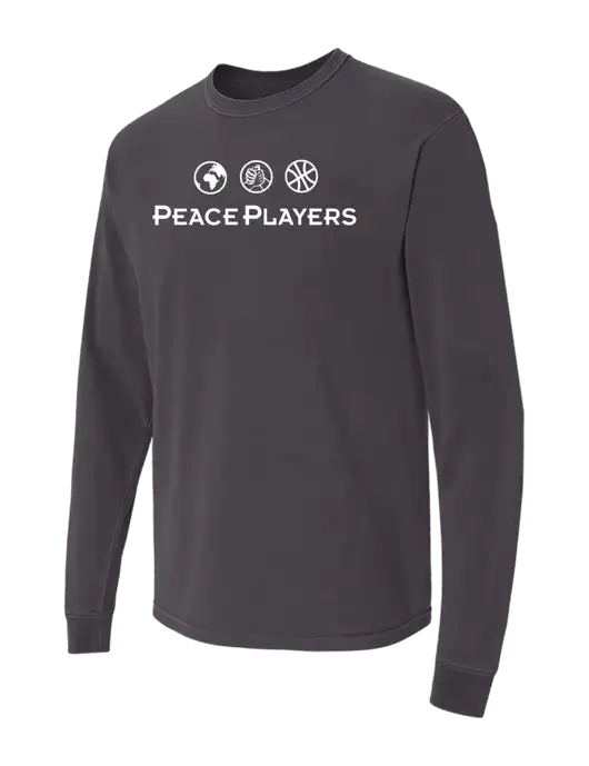 Comfort Colors Garment-Dyed Dark Grey Heavyweight Long Sleeve T-Shirt w/Peace Players Logo