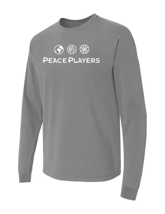 Comfort Colors Garment-Dyed Medium Grey Heavyweight Long Sleeve T-Shirt w/Peace Players Logo