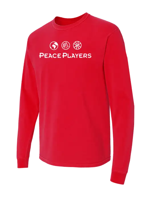 Comfort Colors Garment-Dyed Red Heavyweight Long Sleeve T-Shirt w/Peace Players Logo