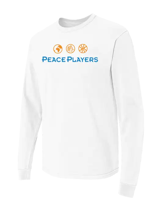 Comfort Colors Garment-Dyed White Heavyweight Long Sleeve T-Shirt w/Peace Players Logo