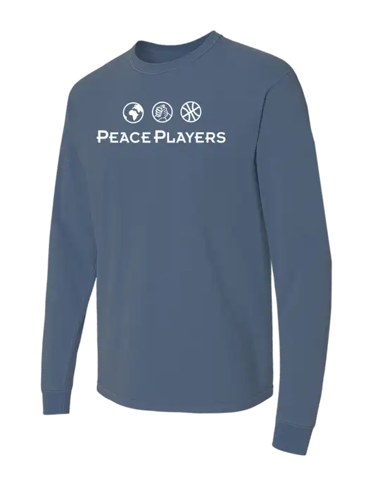 Comfort Colors Garment-Dyed Blue Slate Heavyweight Long Sleeve T-Shirt w/Peace Players Logo