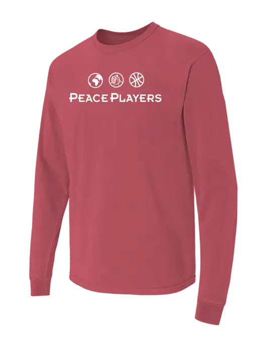 Comfort Colors Garment-Dyed Light Maroon Heavyweight Long Sleeve T-Shirt w/Peace Players Logo
