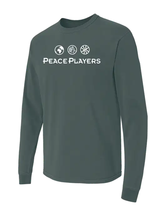 Comfort Colors Garment-Dyed Dark Green Heather Heavyweight Long Sleeve T-Shirt w/Peace Players Logo