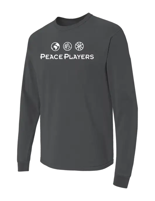 Comfort Colors Garment-Dyed Dark Grey Heather Heavyweight Long Sleeve T-Shirt w/Peace Players Logo