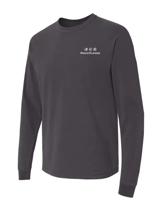 Comfort Colors Garment-Dyed Dark Grey Heavyweight Long Sleeve T-Shirt w/Peace Players Logo