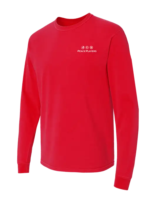 Comfort Colors Garment-Dyed Red Heavyweight Long Sleeve T-Shirt w/Peace Players Logo