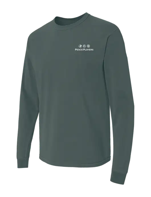 Comfort Colors Garment-Dyed Dark Green Heather Heavyweight Long Sleeve T-Shirt w/Peace Players Logo