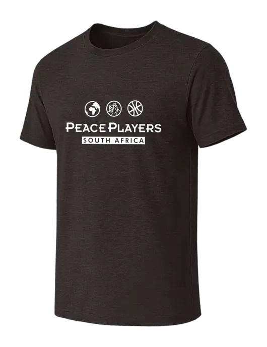 BELLA+CANVAS Dark Grey Heather CVC Short Sleeve Tee w/Peace Players S Africa Logo