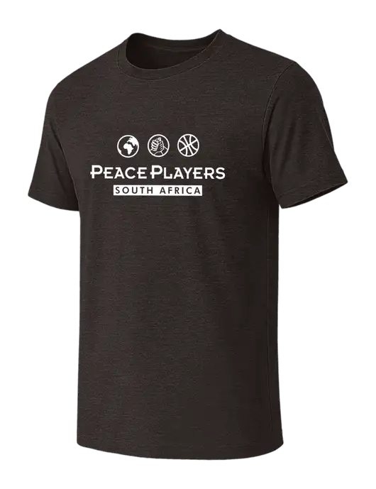 BELLA+CANVAS Dark Grey Heather CVC Short Sleeve Tee w/Peace Players S Africa Logo