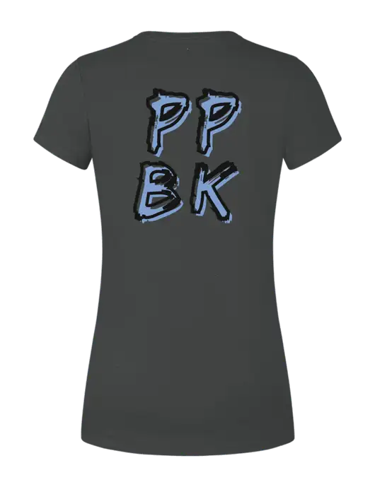 Womens Simply Soft Black Frost 4.5oz Poly/Combed Ring Spun Cotton T-Shirt w/PPBK logo, Peace Players Brooklyn Logo