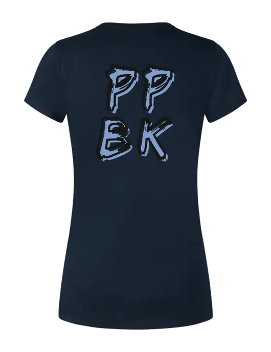 Womens Simply Soft Navy 4.5oz Poly/Combed Ring Spun Cotton T-Shirt w/PPBK logo, Peace Players Brooklyn Logo