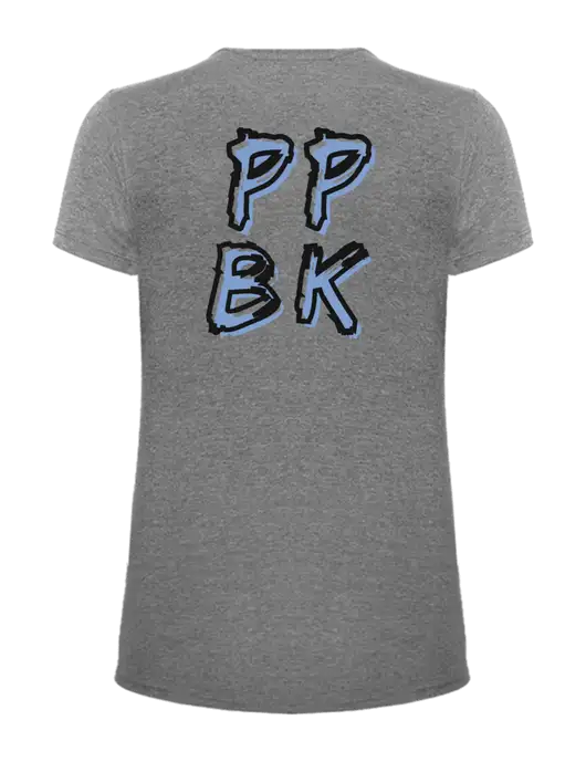 Womens Ring Spun Light Grey Heather 4.5 oz T-Shirt w/PPBK logo, Peace Players Brooklyn Logo