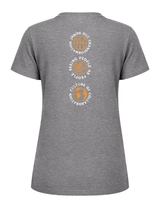 Womens Ring Spun Light Grey Heather 4.5 oz T-Shirt w/Icons logo, Peace Players Brooklyn Logo