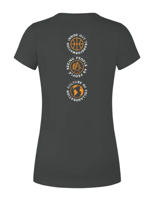 Womens Simply Soft Black Frost 4.5oz Poly/Combed Ring Spun Cotton T-Shirt w/Icons logo, Peace Players Brooklyn Logo